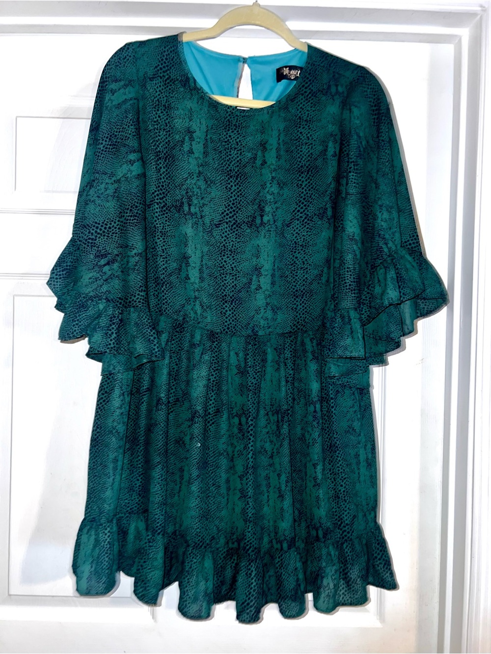 Meritt Snake-Print Ruffle Sleeve Dress - Picture 7 of 8